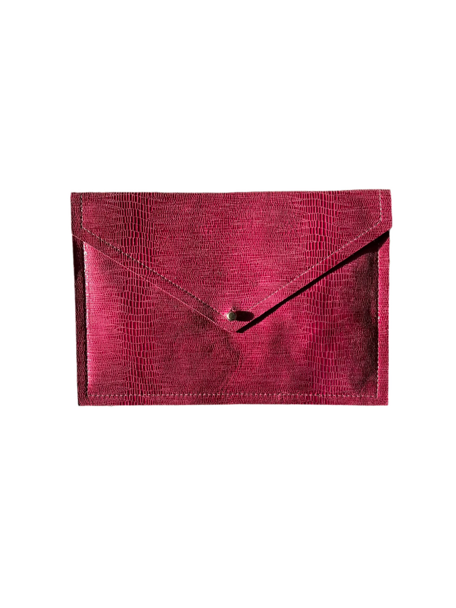 THE DAY FOR NIGHT CLUTCH — PINK EMBOSSED LEATHER — FINAL SALE