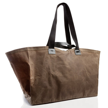 Marie Turnor Accessories Idea Bag Dark Tan Waxed Canvas Tote Bag